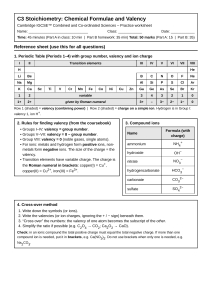 C3 Stoichiometry: Chemical Formulae and Valency IGCSE Worksheet
