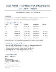 Cisco Packet Tracer Lab: Network Configuration & OSI Layer Mapping