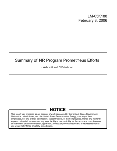 Summary of NR Program Prometheus Efforts &ndash; Space Reactor Report