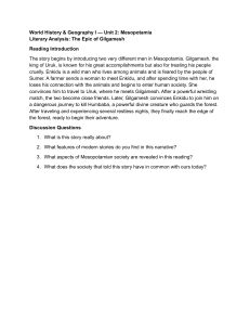 The Epic of Gilgamesh: Mesopotamia Unit Reading & Discussion Questions