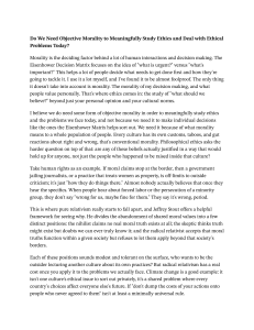 Objective Morality in Ethics: Essay on Moral Truth and Relativism
