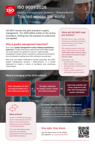 ISO 9001:2026 Quality Management Systems Requirements Overview