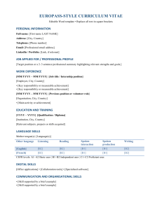 Europass-Style CV Template &ndash; Editable Word Resume Format