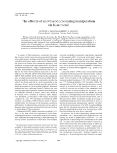 Levels of Processing and False Recall: Rhodes & Anastasi (2000) Study