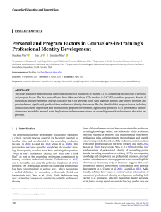 Professional Identity Development in Counselors-in-Training Study