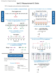 Introduction to Engineering Design: Measurement & Statistics Notes