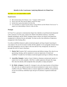 Primal Fear Rhetoric Essay Assignment: Ethos, Pathos, Logos