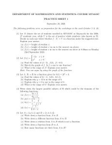 MT101SC Practice Sheet 1 &ndash; Functions Problems | Maynooth University